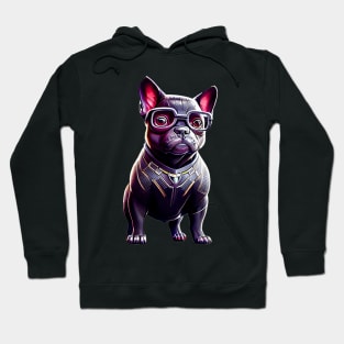 Frenchie in Sleek Feline Attire Hoodie